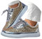 Minetom Damen Pailletten Sneaker Glitzer Schuhe Flache Low Outdoor Laufschuhe Schnürsenkel Walkingschuhe Sportschuhe C Silber 43 EU