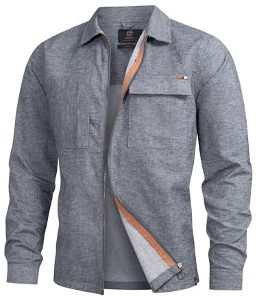 Indicode Herren INEuron Langarm-Hemd mit Zwei Brust-Taschen und Reißverschluss | Herrenjacke Männer Navy, L