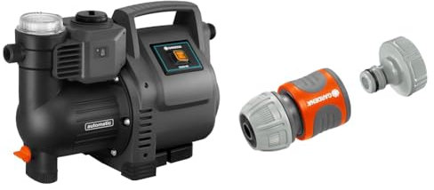 Gardena 01757-20 Hauswasserautomat 230V, Estandar, bis zu 3500 l/h & Pumpen-Anschlusssatz: Schlauchkupplung zum schnellen Anschluss von 13 mm