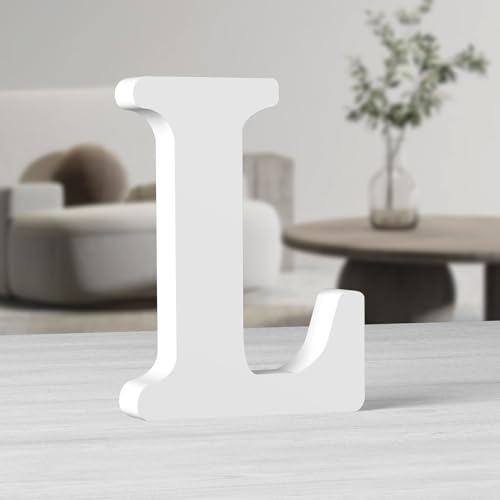 MeteoraPrime Weiße Holzbuchstaben 25 cm - Unbearbeitete Holzbuchstaben für Wanddekoration - Dekorative Stehbuchstaben - Große Buchstaben für Wanddekoration für Feierprojekte zu Hause (L)