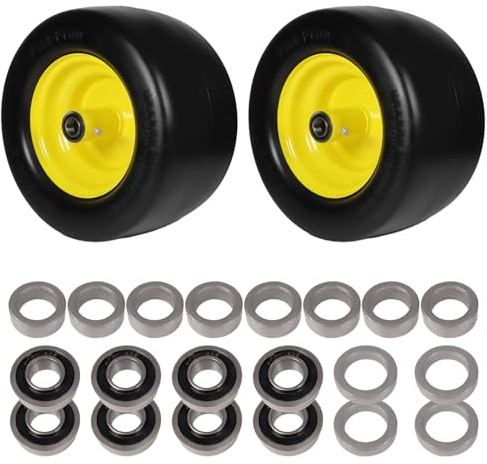 11 x 6,00-5 flache Reifen, Rasenmäher-Reifen, Montage mit 3/4 Zoll, 5/8 Zoll, 1/2 Zoll Kugellager für Bad Boy, für Zero Turn Rasenmäher, für Cub Cadet ZT1 Vorderrad und Aufsitzrasenmäher, 2 Stück