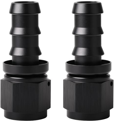 Podavelle 10AN Straight Push Lock Hose Fitting End Adapter Aluminum Black 2PCS