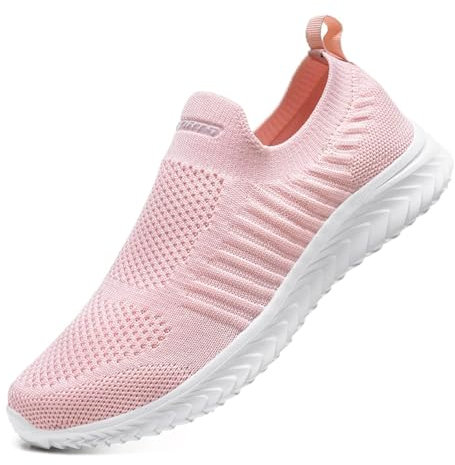 Hanani Slip on Basket Femme Homme Chaussures de Sport Running Mode Sneaker Respirant Légère Mode Casual Confort Fitness Jogging Walking Sneaker Rose 42EU