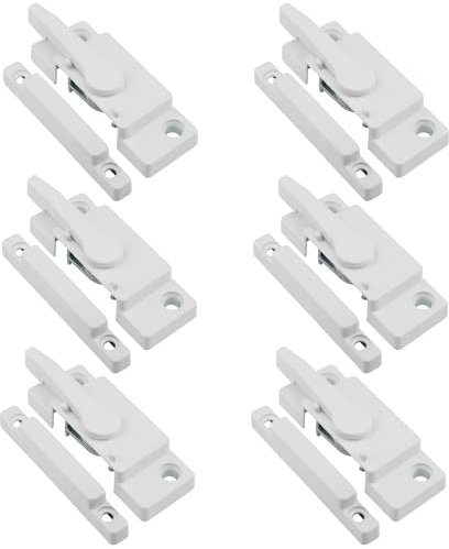 Serrature per finestre a ghigliottina bianca, per finestre a doppia sospensione, ricambio per finestre scorrevoli verticali e orizzontali (6 pezzi)