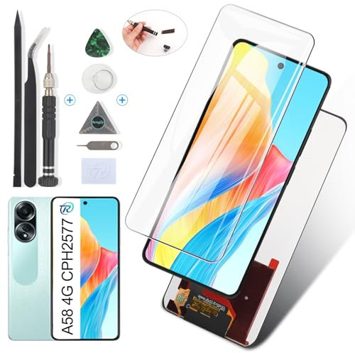 RongZy Display für Oppo A58 4G CPH2577 /A98 5G CPH2529 /Nord CE 3 Lite 5G LCD Bildschirmersatz Digitizer Touchscreen Montiert Ersatz mit Werkzeugen(Schwarz)