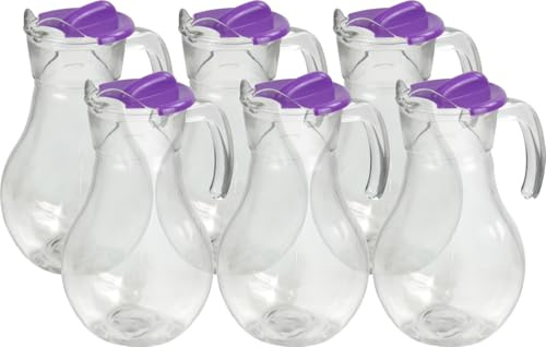 6 Pack Clear Thick Transparent Glass Jugs Serving Table Decanter Set (Lavender)
