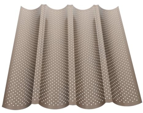 Amosfun Baguette Baking Tray with 4 Wave Slots, 13x15 Inch Non-Stick Perforated Carbon Steel Pan – Crusty French Bread Baking for Oven Use – for Home Bakers, Sourdough Enthusiasts