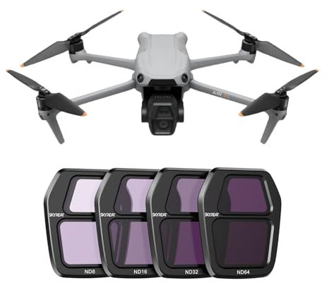 Skyreat Air 3S ND Filter, Multi Coated Camera Lens Filter Set Kompatibel für DJI Air 3S Drohne Zubehör, 4 Pack (ND8/ND16/ND32/ND64)-Aluminium Rahmen