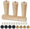 FOGAWA 4pcs Pieds de Meuble en Bois Massif 20cm, Pieds d'Armoire Coniques Pieds de Table Antidérapant pour Meubles Table Chaise Armoire Canapé Bureau Cuisine