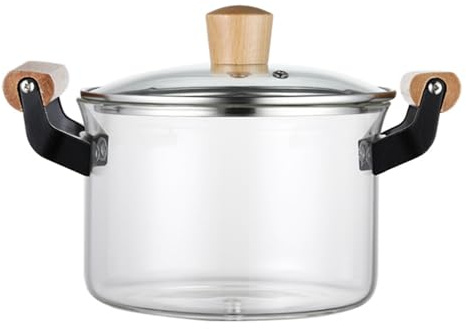 Glastopf mit Deckel, durchsichtiger Topf mit zwei Griffen | Mikrowellengeeigneter Glas-Kochtopf, hitzebeständige Universal-Glastöpfe, durchsichtige Töpfe for Kochen von Supp(5.5L)