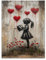 WIKEO Banksy Bilder Leinwand Poster Gemälde Canvas, Mädchen Gießen von Pflanzen Abstrakte Graffiti Street Kunstdruck,Wandbilder Drucke Wohnzimmer Deko - 30x40cm Ungerahmt(rot)