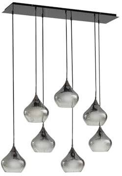 Lucande Pendelleuchte Jarven (Modern) in Alu aus Glas (7 flammig, E27) - Hängelampe Esstischlampe Hängeleuchte Wohnzimmerleuchte