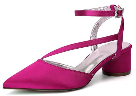 MlYJmer Damen Kleid Schuhe High Heels Geschlossene Zehe Hochzeit Party Pumps,Rose,36 EU