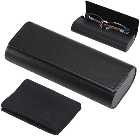 WUISOLQP Brillenetui PU Leder, Magnetverschluss Brillenetui Hardcase, Brillen Aufbewahrungsbox Damen Herren, Sonnenbrillen Etui Hart