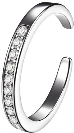 Cupimatch Zehenring 925 Sterling Silber: Klassischer Verstellbarer Offener Zehe Ring mit Zirkonia Hypoallergene Einstellbare Bandring Einfacher Sommer Strand Fußschmuck für Frauen Mutter Mädchen