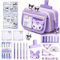 OPPZZIT Set Penne Gel Kawaii, 26 Pezzi Articoli di Cancelleria Aesthetic con 1 Astuccio Viola, 5 Penne Gel, 4 Evidenziatore, 6 Nastri Correttori, Forniture Scolastiche & Regalini Compleanno Bambini