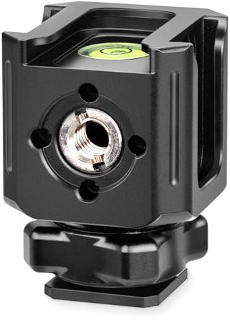 Zeadio Universales Kamerastativ mit 3 Blitzschuh-Montagen, Kontaktblitzschuh-Basis & 1/4-20-Gewinde | Eingebauter Wasserwaage | Multi-Geräte Monitor-/Lichthalterung