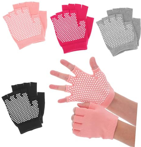 HEMOTON 4 Paare Fingerlose Yoga Teiliges für Flexibles Training rutschfeste Yogahandschuhe für Fitness und Atmungsaktive Grip für Optimale Performance