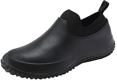 Generisch Stivali di gomma da uomo per la gastronomia autolavaggio gambo basso antiscivolo scarpe da lavoro scarpe da cucina traspiranti scarpe da cucina scarpe estive, Nero , 43 EU