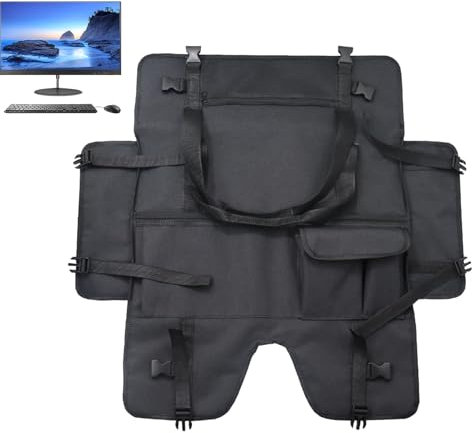 Monitor Case, Protective Monitor Travel Carrying Case, Adjustable Laptop Desktop Sleeve with Soft Flannel Lining, Computer Accessories Organizer for Screen, Keyboard, Cables