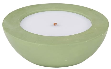 Outdoor Tischkerze in Schale Beton Grün Garten Balkon Flammschale Kerzenschale Deko Tischdeko Kerze Kerzenhalter