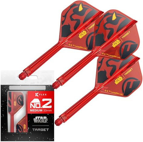 Target Darts Star Wars Darth Maul K Flex Integrated Dart Flights & Shafts | Pack of 3 K-Flex, No.2 & No.6 | Short, Intermediate & Medium Disney K-Flex Accessories
