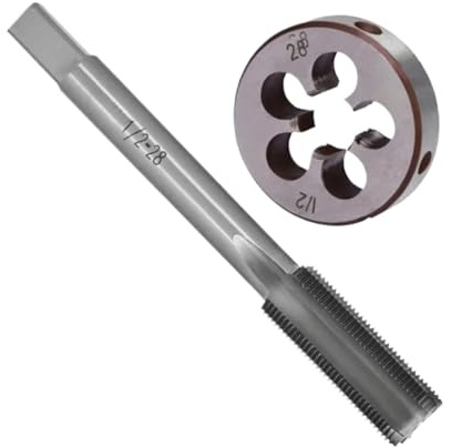 HQABCUTR Kit de tarauds 1/2-28 et de filières 1/2x28, outils à main droite et ensemble