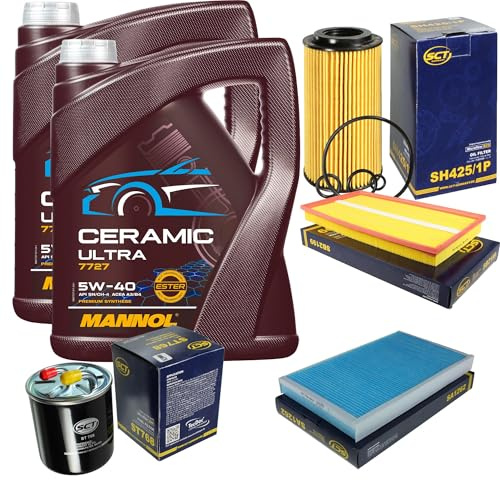 EISENFELS Inspektionspaket enthält 10 Liter Motoröl Ceramic Ultra 5W-40 Ölfilter Luftfilter Innenraumfilter Kraftstofffilter kompatibel mit Vito Bus W639 115 CDI 111 109 Vito/Mixto Kasten Viano
