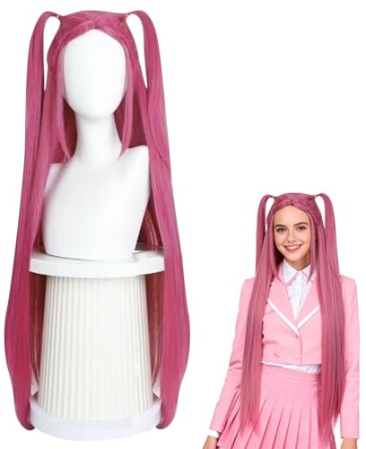 Parrucca Cosplay Anime, dellyy Parrucca per Hunter Anime Costume, Parrucca Lunga, Cosplay Parrucca per Carnevale Festa a tema, rosa