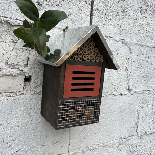 Hängendes Bienenhaus aus Holz, Insektenhotel für Bienen, Käfer, Schmetterlinge und Marienkäfer, Natürlicher Lebensraum, für Garten und Zuhause