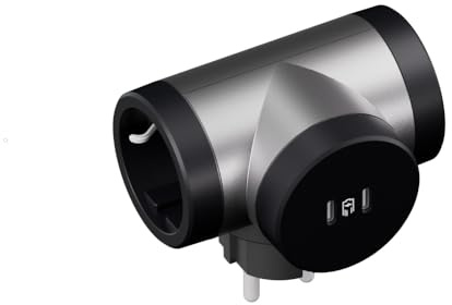 LEGRAND Adaptadores 2P+T, 2 Tomas de Corriente Laterales giratorias, Puertos USB Tipo C+C 20W, Ladron de enchufes, Color Aluminio/Gris Oscuro 694433