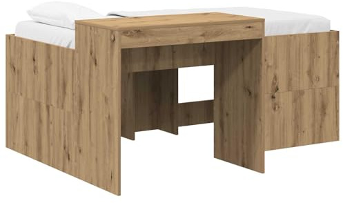 vidaXL Hochbett mit Schreibtisch für Kinder Artisan-Eiche, Moderner, robuster Bettgestell für kleine Räume, multifunktionales Schlafzimmermöbel, platzsparende Lösung für Studios
