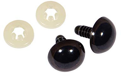 Rayher 8911305 Kunststoff Sicherheitsaugen, zum Stecken, 18 mm ø, Btl. 10 Stück, mit Unterlegscheiben, dunkelbraun, Tieraugen, Teddyaugen, Puppenaugen, Braun