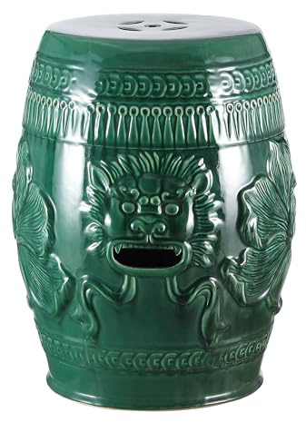 Safavieh Castle Gardens Collection Green Glazed Ceramic Chinese Dragon Garden Stool