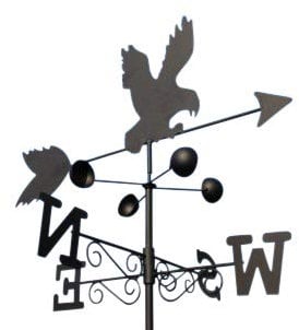 Olive Grove Wetterfahne - Adler aus Stahl mit Erdspieß und Wandhalterung.