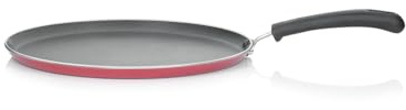 Premier Supreme Non-Stick Chapati Rimmed Tawa Pan, Black/Red, 24 cm