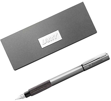 Lamy Füllhalter accent Al KW Modell 096, Feder F, inkl. Gravur, Farbe Aluminium/Holz