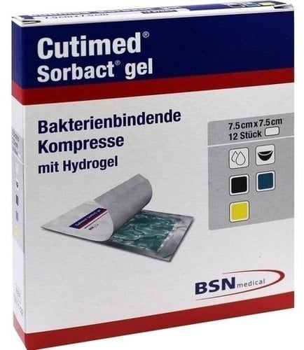 CUTIMED Sorbact Gel Kompressen 7,5x7,5 cm 12 St
