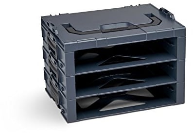 Bosch Sortimo i-Rack 3 Fach in Anthrazit für Werkzeugkoffer | Innovatives Transportsystem | Bosch Werkzeugkoffer Leer | Kompatibel mit L-Boxx