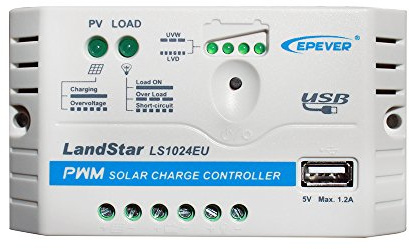 EPEVER® PWM Laderegler 10A 12/24V,Solar Charge Controller mit USB Anschluss ,LS1024EU