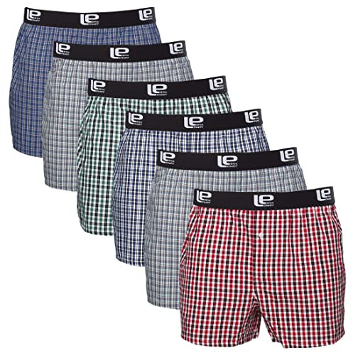 Lower East Herren Le215 Boxershorts, Classic Karriert, XL (6er Pack)