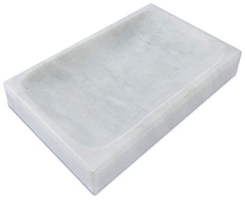 LUHOM LUJOSO HOGAR MEXICO Jabonera de Mármol | Caja De Jabón | Bandeja de jabón para Ducha | Jabonera Rectangular | Soporte de Jabón en Blanco Bego