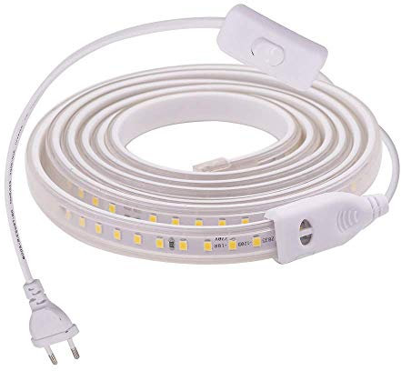 XUNATA 4m Actualizado 220V 2835 Tira LED con Interruptor, 120 LEDs/m Luces Blanco frio, IP67 Impermeable, Escalera de Techo Blancas Tira de LED Cocina Lights