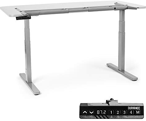 Duronic Sit Stand Desk Frame TM23 GY | Electric Standing Office Table | Frame ONLY | Height Adjustable 60-125cm | Ergonomic Workstation | GREY | Memory Function | Dual Motor / 3 Stage