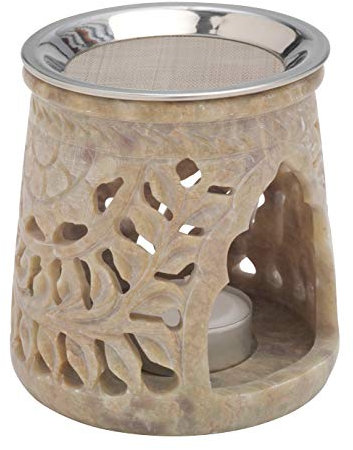 MaMeMi Speckstein Räucherstövchen [Höhe 10 cm Handarbeit] Zum Räuchern mit Teelicht