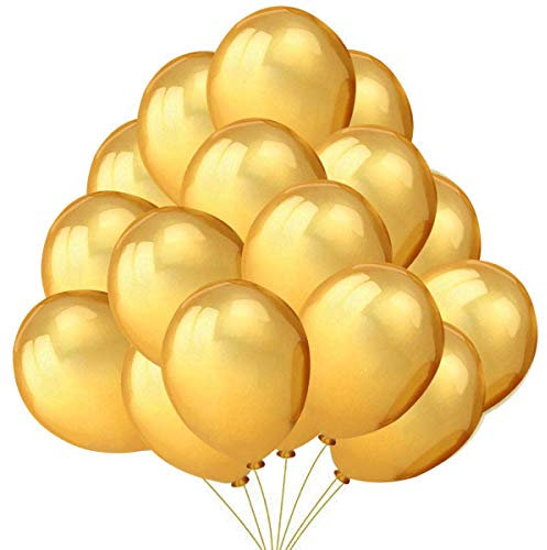 50 Luftballons Gold Ballon Golden Premiumqualität 36 cm Partyballon 3g. Deko Party Feier Dekoration für Geburtstag, Geburtstagsdeko und Neujahr