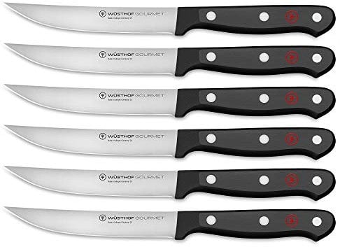 WÜSTHOF Gourmet 6-Piece Steak Knife Set, Black