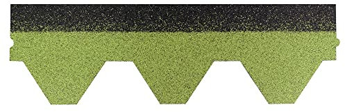 Isolbau Dachschindeln Hexagonal Dreieck - Dachpappe als Bedachung für Gartehaus, Vogelhaus, Hundehütte - Grün, 30 m² (10 Pakete)