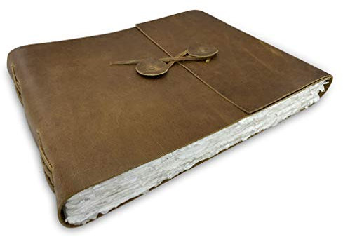 Wanderings Leder-Aquarelljournal – 25 x 32 cm – Großes Album aus echtem Leder mit handgeschöpftem Büttenpapier für Aquarellalben, Kunstjournale, Scrapbooks, Skizzenbücher und Zeichenblöcke – 350 gsm