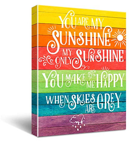You Are My Sunshine Schild Leinwand Wandkunst, Drucke Gerahmte Kunstwerke Geschenke Kinderzimmer Schlafzimmer Dekoration Leinwand Wandkunst Druck für Kinder Baby Schlafzimmer Dekoration Größe 30,5 x